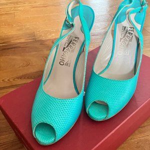 Ferragamo Peep-toe Slingback Pumps